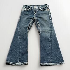 True Religion Kids Girls Blue Cotton Blend Five Pocket Style Flare Jeans Size 4